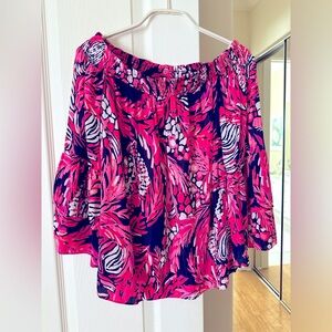 Lilly Pulitzer Women’s Tobyn Top Bright Navy a Jungle Size Small NWOT